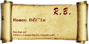 Remes Béla névjegykártya